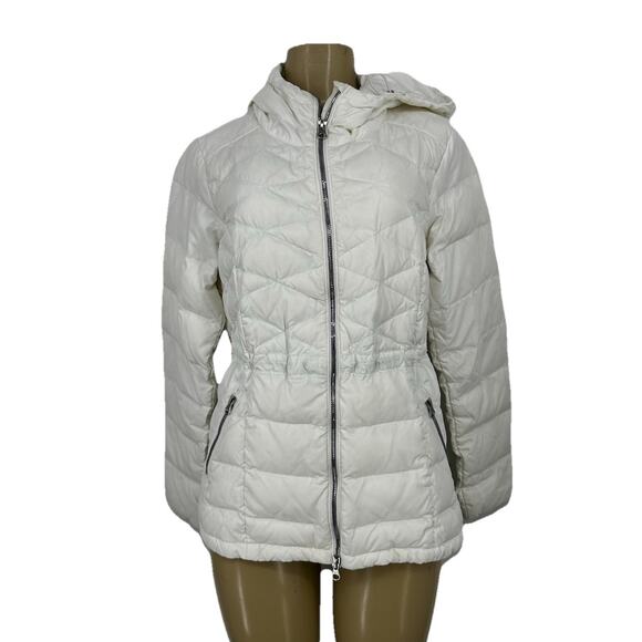 Athleta Small Women Full Zip Up Hooded Puffer Down Jacket Outdoor Light CLT - Picture 1 of 10